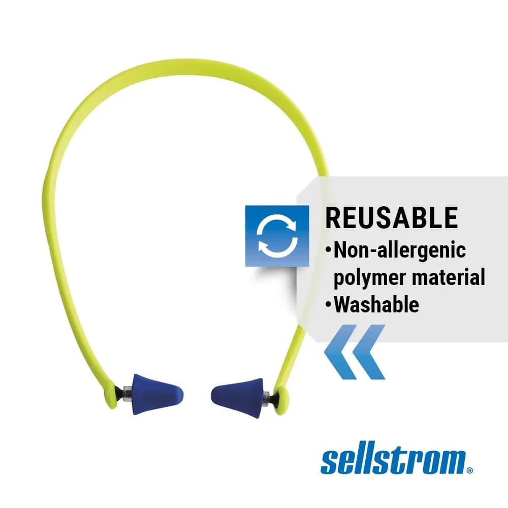 Sellstrom Reusable Banded Earplugs 25dB Noise Reduction Hi-Viz Green | NRR 27 Certified - view 4