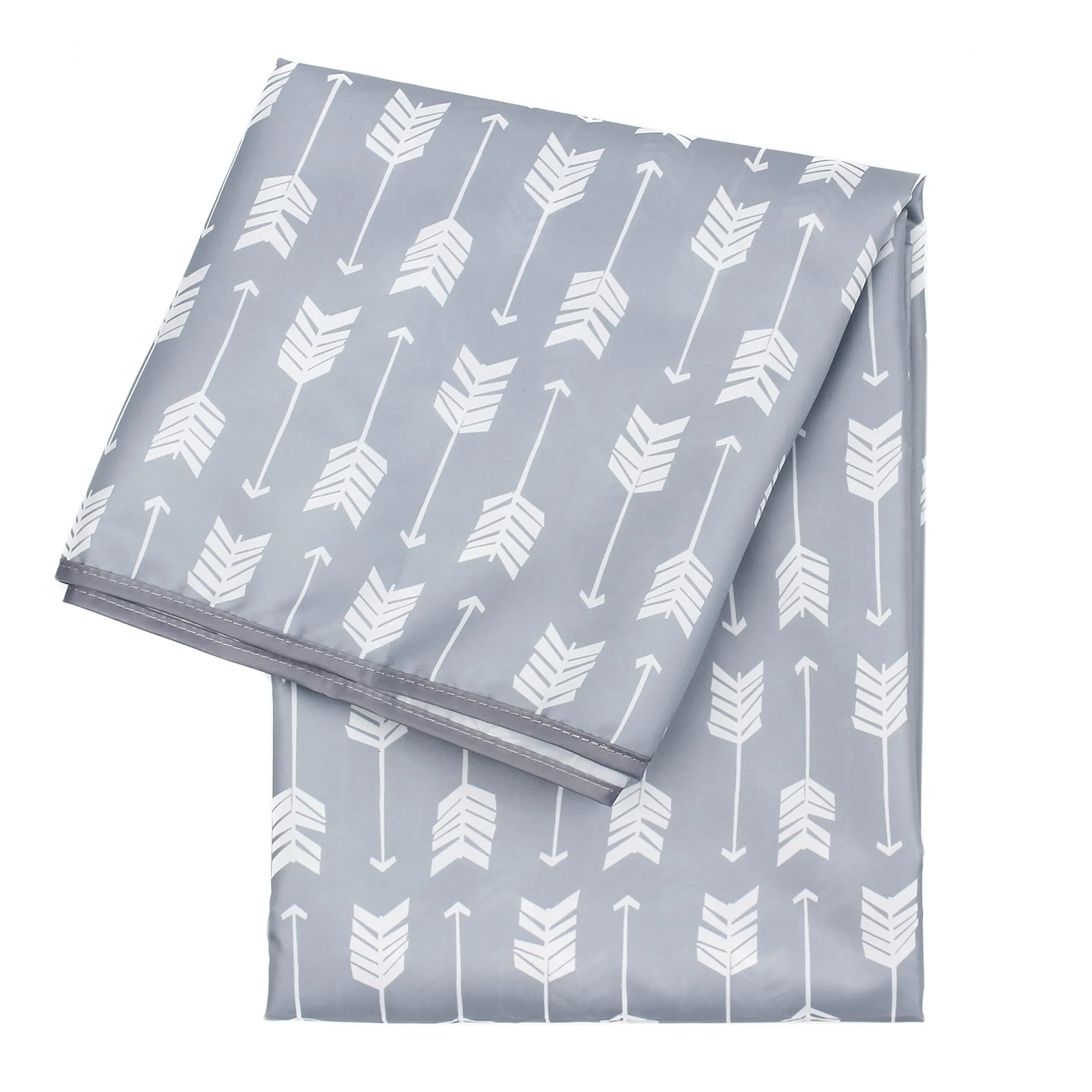 Bumkins Baby Splat Mat for Under High Chair | Waterproof Reusable Cloth, 42x42 Inch, Gray Arrows — A5 Gray Arrows