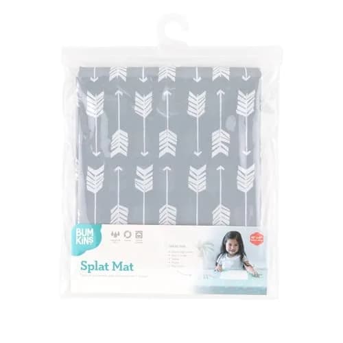 Bumkins Baby Splat Mat for Under High Chair | Waterproof Reusable Cloth, 42x42 Inch, Gray Arrows thumbnail 6