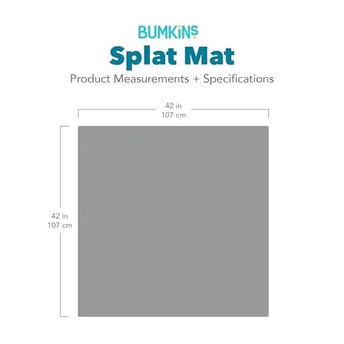 Bumkins Baby Splat Mat for Under High Chair | Waterproof Reusable Cloth, 42x42 Inch, Gray Arrows thumbnail 7