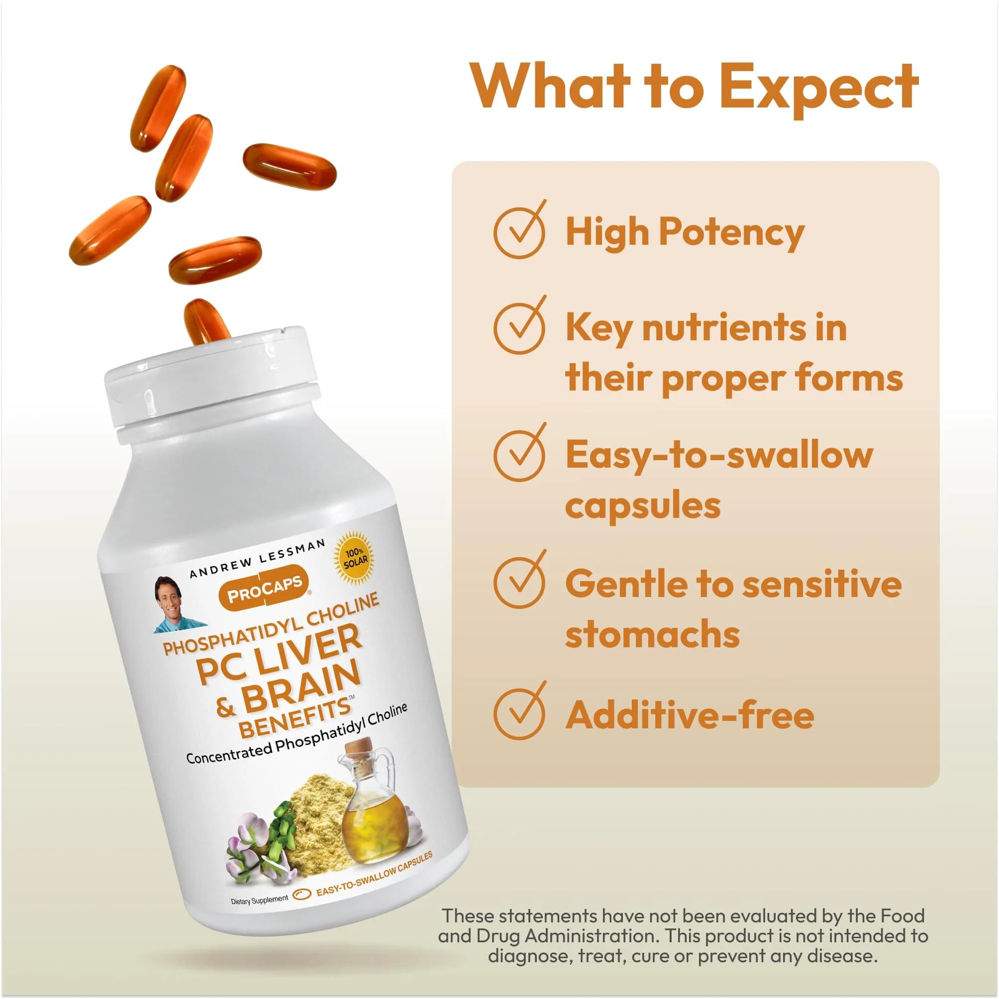 Andrew Lessman ProCaps PC Liver & Brain Benefits 60 Softgels | Phosphatidyl Choline for Cognitive Function & Liver Health - view 4