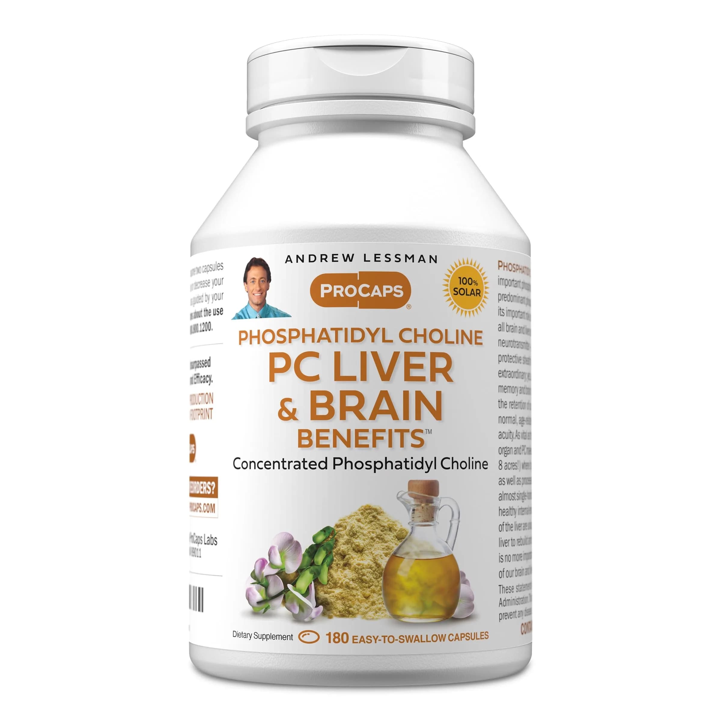 Andrew Lessman ProCaps PC Liver & Brain Benefits 180 Count (Pack of 1) | Phospholipid Complex for Cognitive Function & Liver Health - main product image