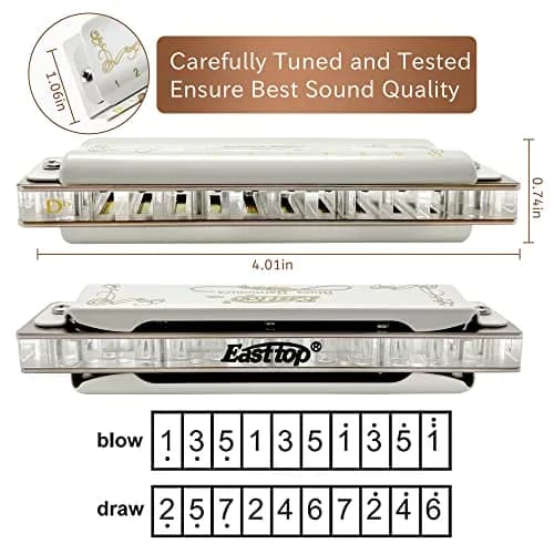 East top Blues Harmonica, 10 Holes 20 Tones Diatonic Mouth Organ, Key of Db | Professional & Beginner Friendly thumbnail 4