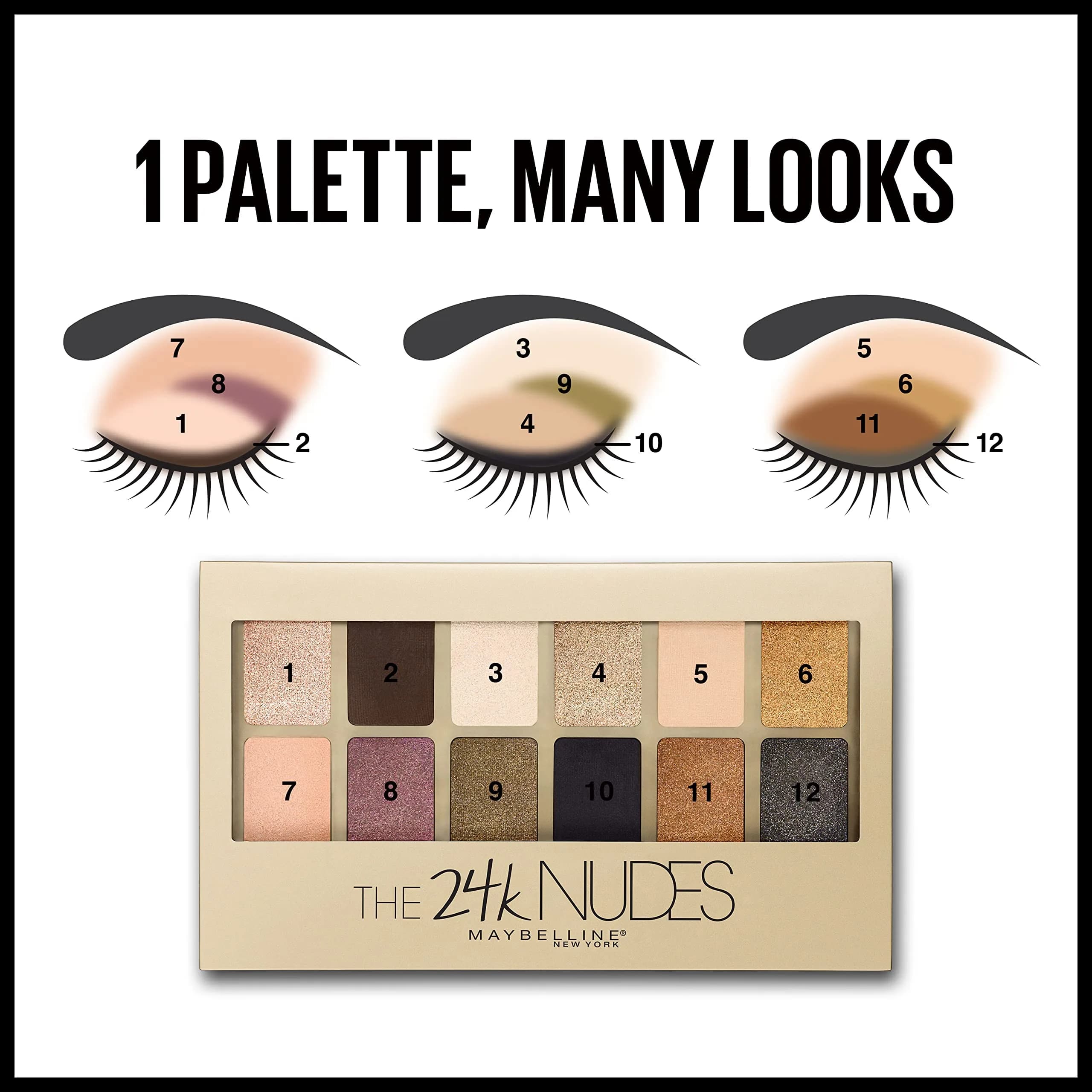 Maybelline The 24K Nudes Gold Eyeshadow Palette Makeup, 12 Shades | Blendable Powder - view 6