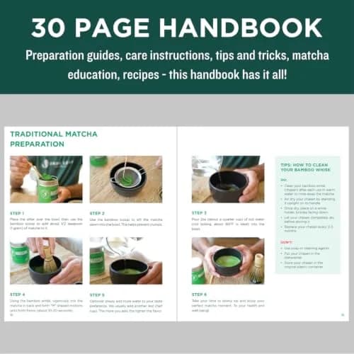Jade Leaf Traditional Matcha Whisk Set with Bamboo Chasen, Chashaku, Sifter & Handbook | Authentic USA Import thumbnail 4