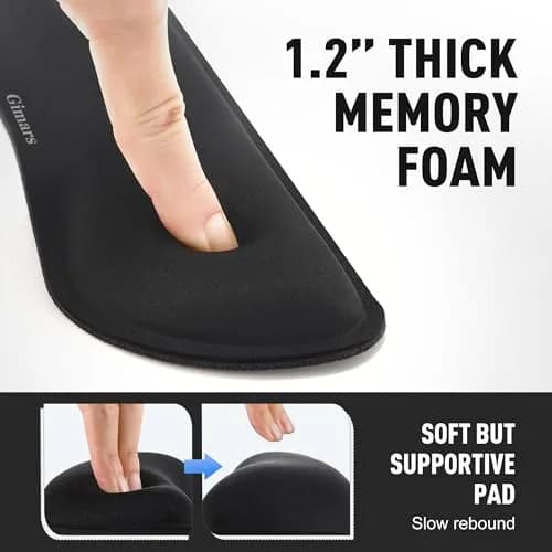 Gimars Upgrade Enlarge Silky Superfine Fabric Memory Foam Keyboard Wrist Rest Set with Mouse Pad | Ergonomic Typing Pain Relief for Office & Gaming thumbnail 5