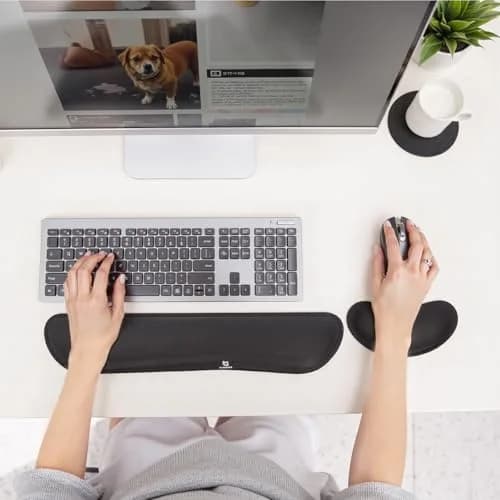 Gimars Upgrade Enlarge Silky Superfine Fabric Memory Foam Keyboard Wrist Rest Set with Mouse Pad | Ergonomic Typing Pain Relief for Office & Gaming thumbnail 7