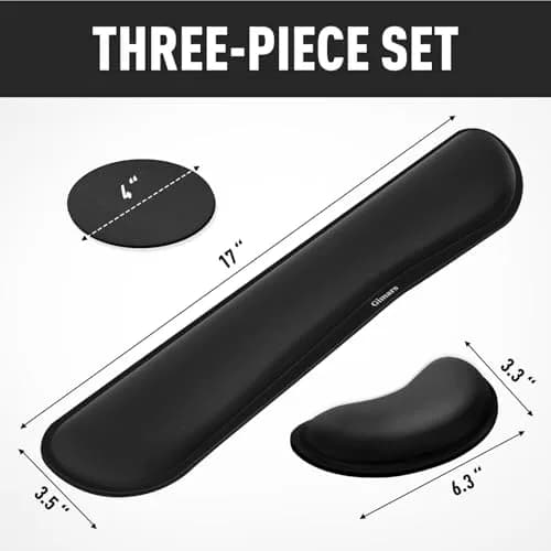 Gimars Upgrade Enlarge Silky Superfine Fabric Memory Foam Keyboard Wrist Rest Set with Mouse Pad | Ergonomic Typing Pain Relief for Office & Gaming thumbnail 2
