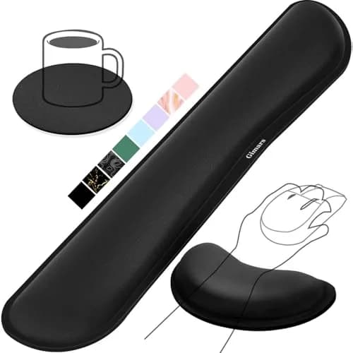 Gimars Upgrade Enlarge Silky Superfine Fabric Memory Foam Keyboard Wrist Rest Set with Mouse Pad | Ergonomic Typing Pain Relief for Office & Gaming - main product image