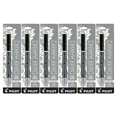 Pilot Metallic Permanent Markers Extra Fine Point 6 Pack | Waterproof & Smudge-Free Silver Ink thumbnail 1