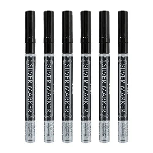 Pilot Metallic Permanent Markers Extra Fine Point 6 Pack | Waterproof & Smudge-Free Silver Ink thumbnail 2