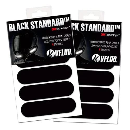 VFLUO Retro Reflective Stripes Stickers for Helmet - Black Standard Kit - 8 Stickers (4 Pairs) thumbnail 1
