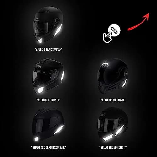 VFLUO Retro Reflective Stripes Stickers for Helmet - Black Standard Kit - 8 Stickers (4 Pairs) thumbnail 2