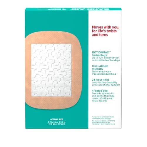 Band-Aid Skin-Flex Adhesive Bandages Extra Large 7 Count | Flexible, Waterproof, 24-Hour Wear thumbnail 7