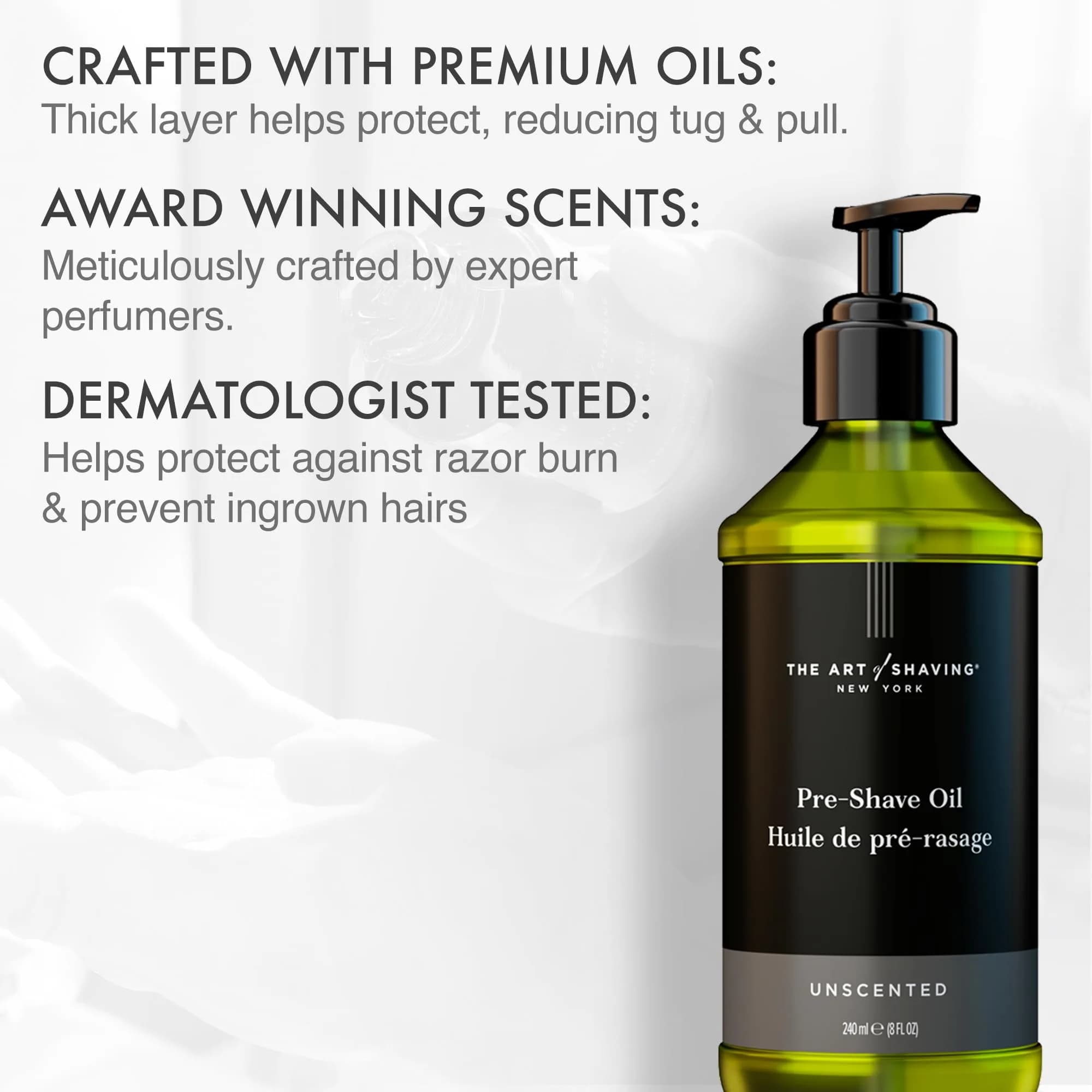 The Art of Shaving Unscented Pre-Shave Oil For Men – Clinically Tested For Sensitive Skin – Improves Razor Glide For a Close, Comfortable Shave – 240ml (8.1 Fl Oz) - view 2