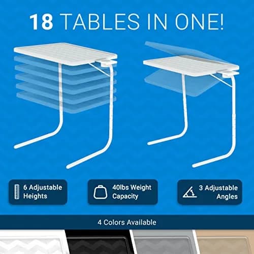 Table-Mate TV Tray Table | Portable Adjustable Dinner & Laptop Tray with Cup Holder thumbnail 2