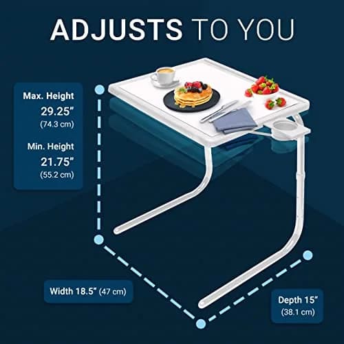 Table-Mate TV Tray Table | Portable Adjustable Dinner & Laptop Tray with Cup Holder thumbnail 3