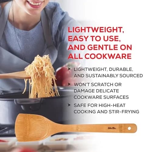 Helen's Asian Kitchen Natural Bamboo Stir Fry Spatula and Wok Tool, 13.5-Inch | Sustainable Kitchen Utensil for Wok Cooking thumbnail 5