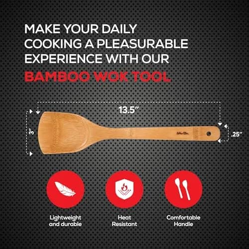 Helen's Asian Kitchen Natural Bamboo Stir Fry Spatula and Wok Tool, 13.5-Inch | Sustainable Kitchen Utensil for Wok Cooking thumbnail 3