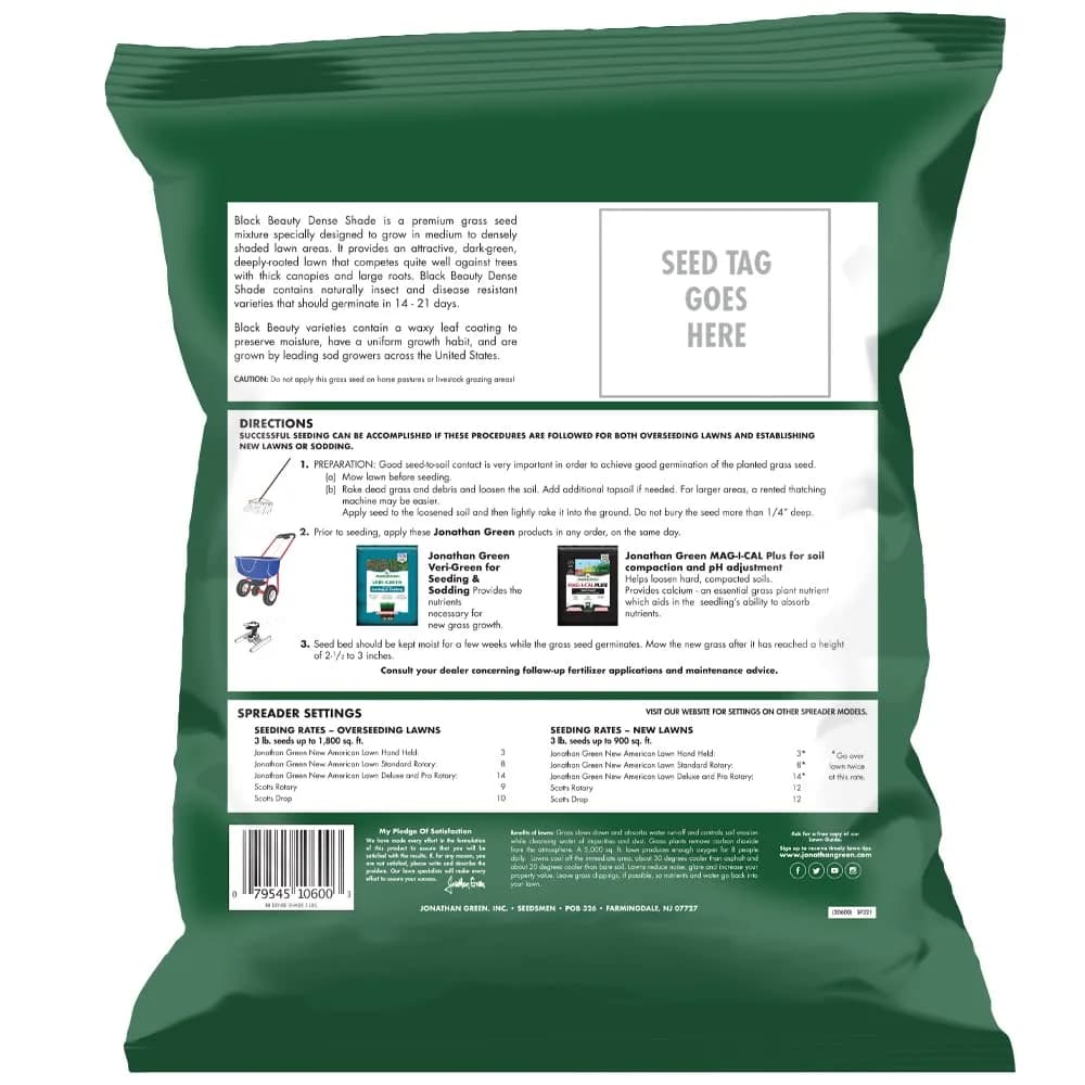 Jonathan Green Black Beauty Dense Shade Grass Seed 1.36 kg (3 lb) | Cool Season Lawn Seed for Shady Areas - view 2