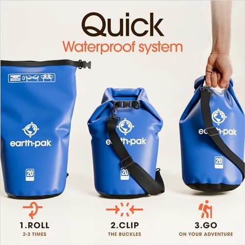 Earth Pak Waterproof Dry Bag Backpack 40L Blue | Durable PVC Kayaking Boating Fishing Rafting Marine Gear Protection thumbnail 5