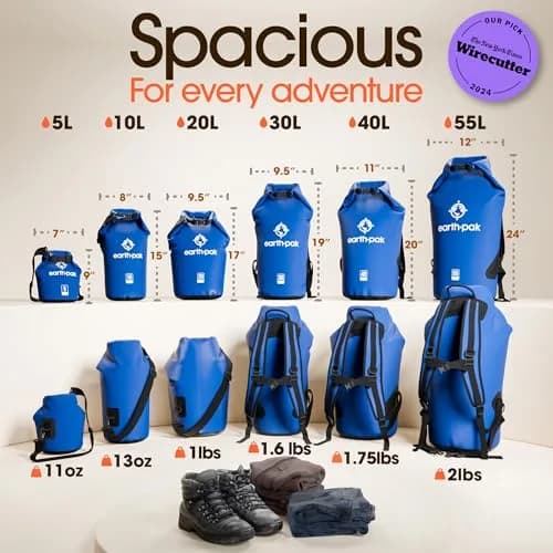 Earth Pak Waterproof Dry Bag Backpack 40L Blue | Durable PVC Kayaking Boating Fishing Rafting Marine Gear Protection thumbnail 2
