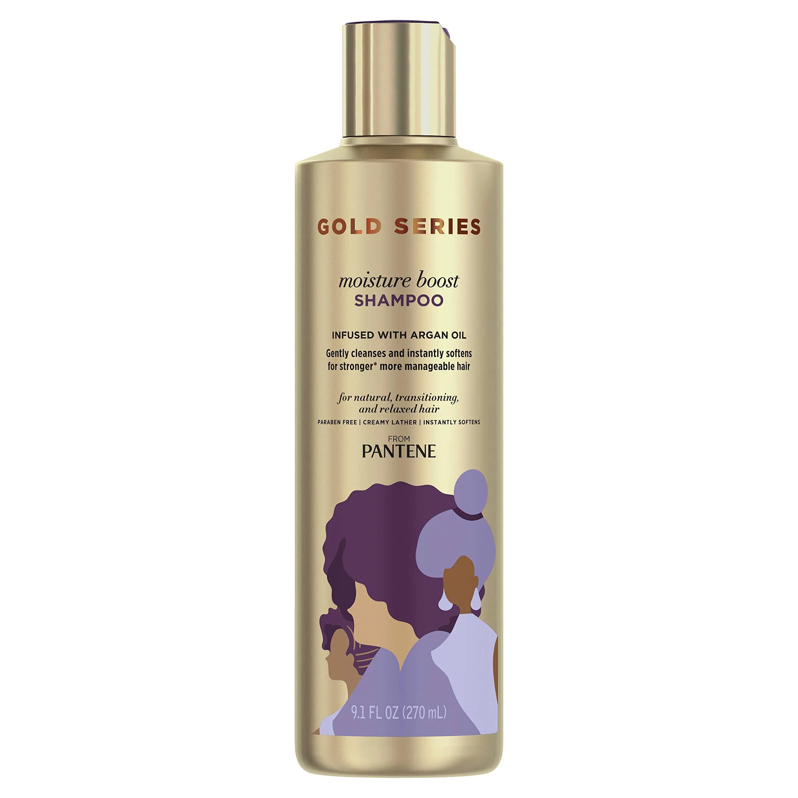 Pantene Pro-V Gold Series Moisture Boost Shampoo 270ml (9.1 Fl Oz) | Infused with Argan Oil for Damaged Hair — Moisture Shampoo