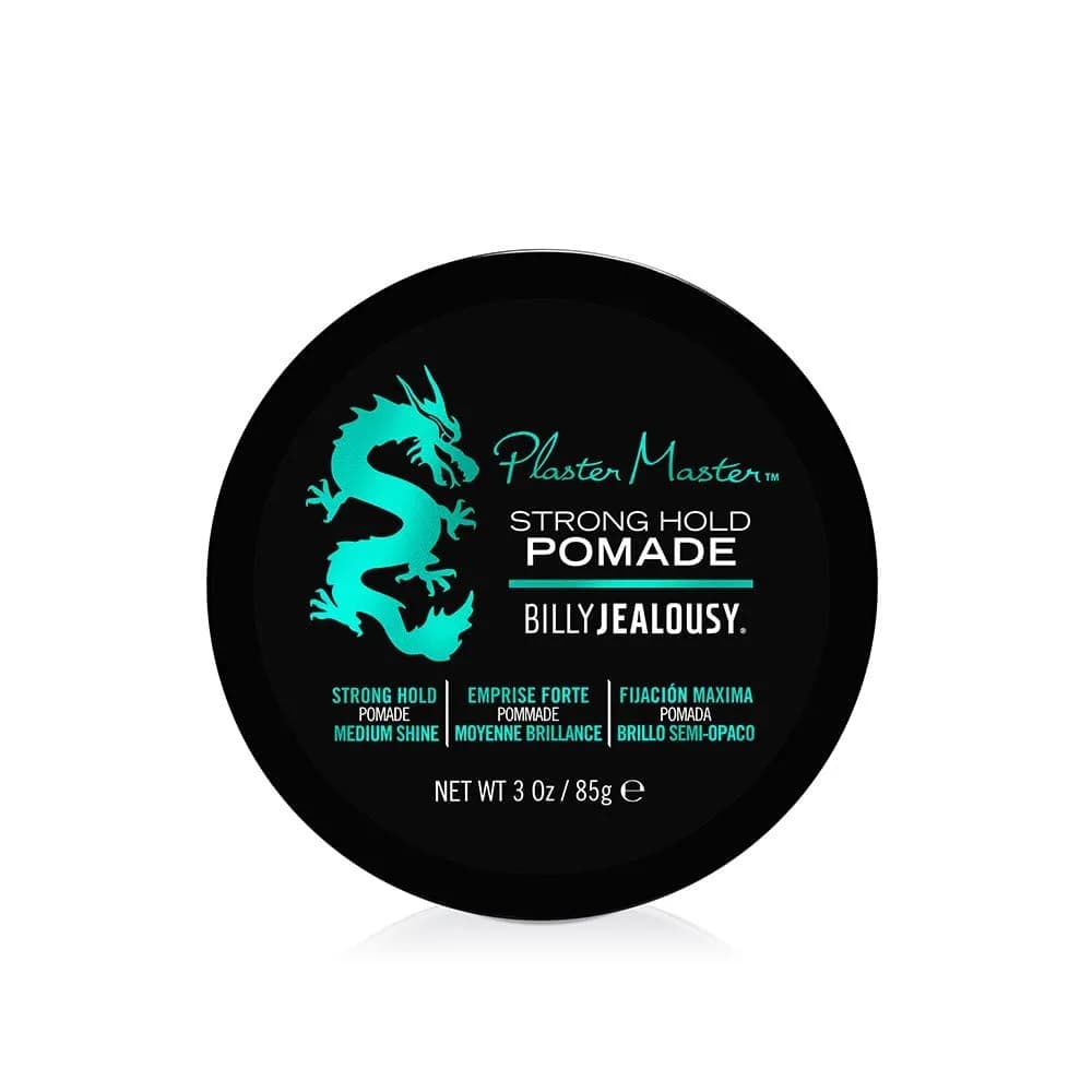 Billy Jealousy Plaster Master Water-Soluble Hair Pomade, 3 Oz | Strong Hold & Medium Shine for Men — Amber