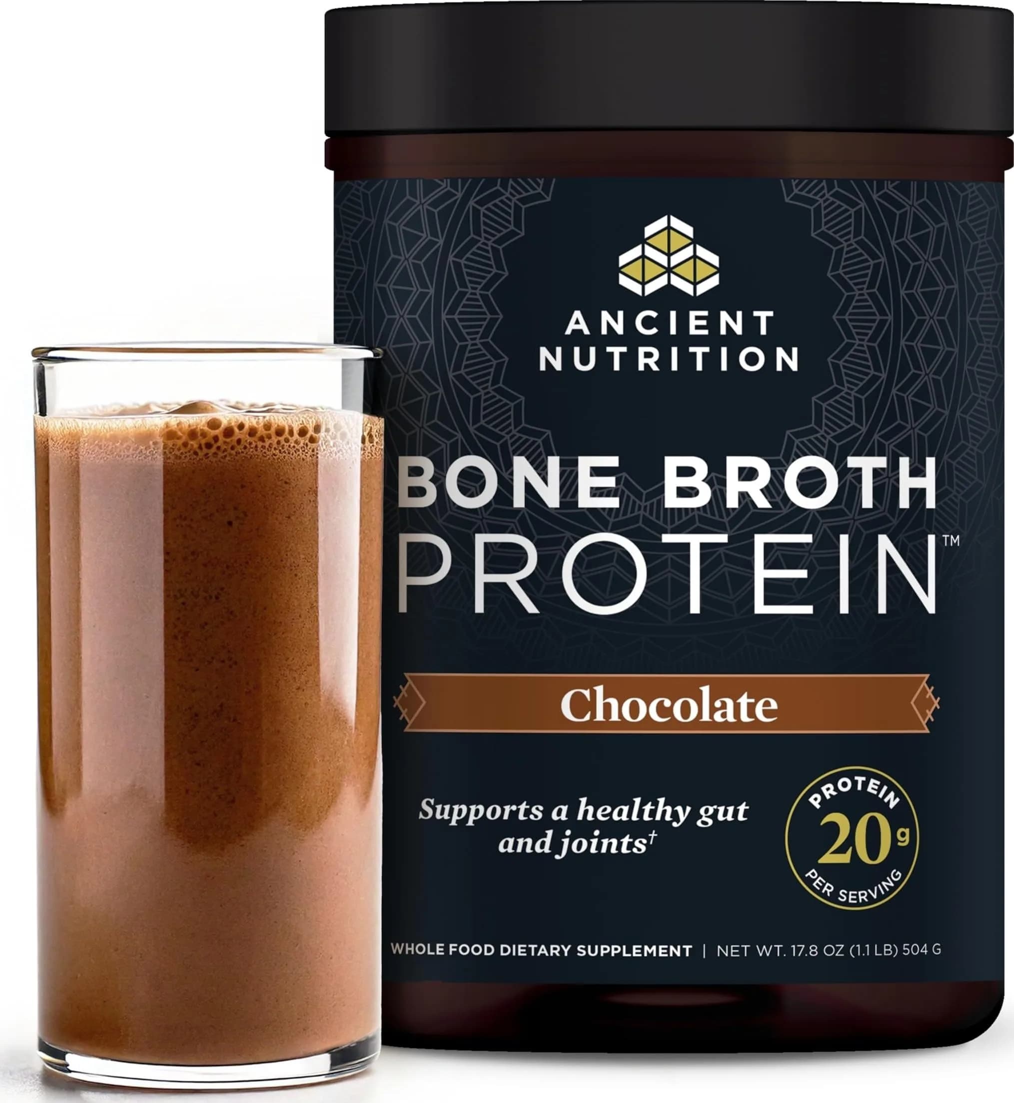 Ancient Nutrition Chocolate Bone Broth Protein Powder - 15 Single-Serve 0.87oz Packets - main product image
