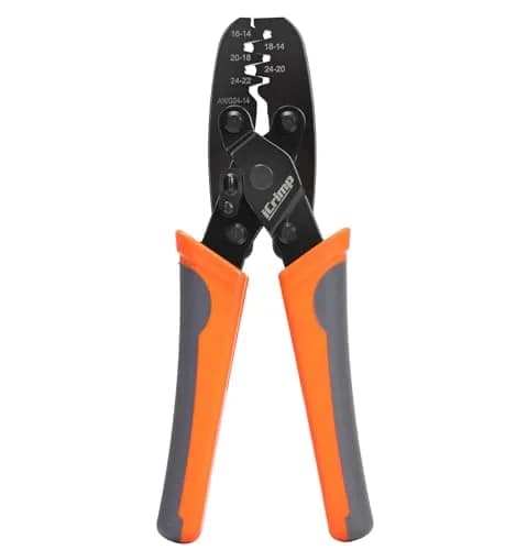 IWISS IWS-1424A Non Insulated Open Barrel Terminal Crimper AWG24-14 | Ergonomic Rubber Handle, 280g, Orange thumbnail 1
