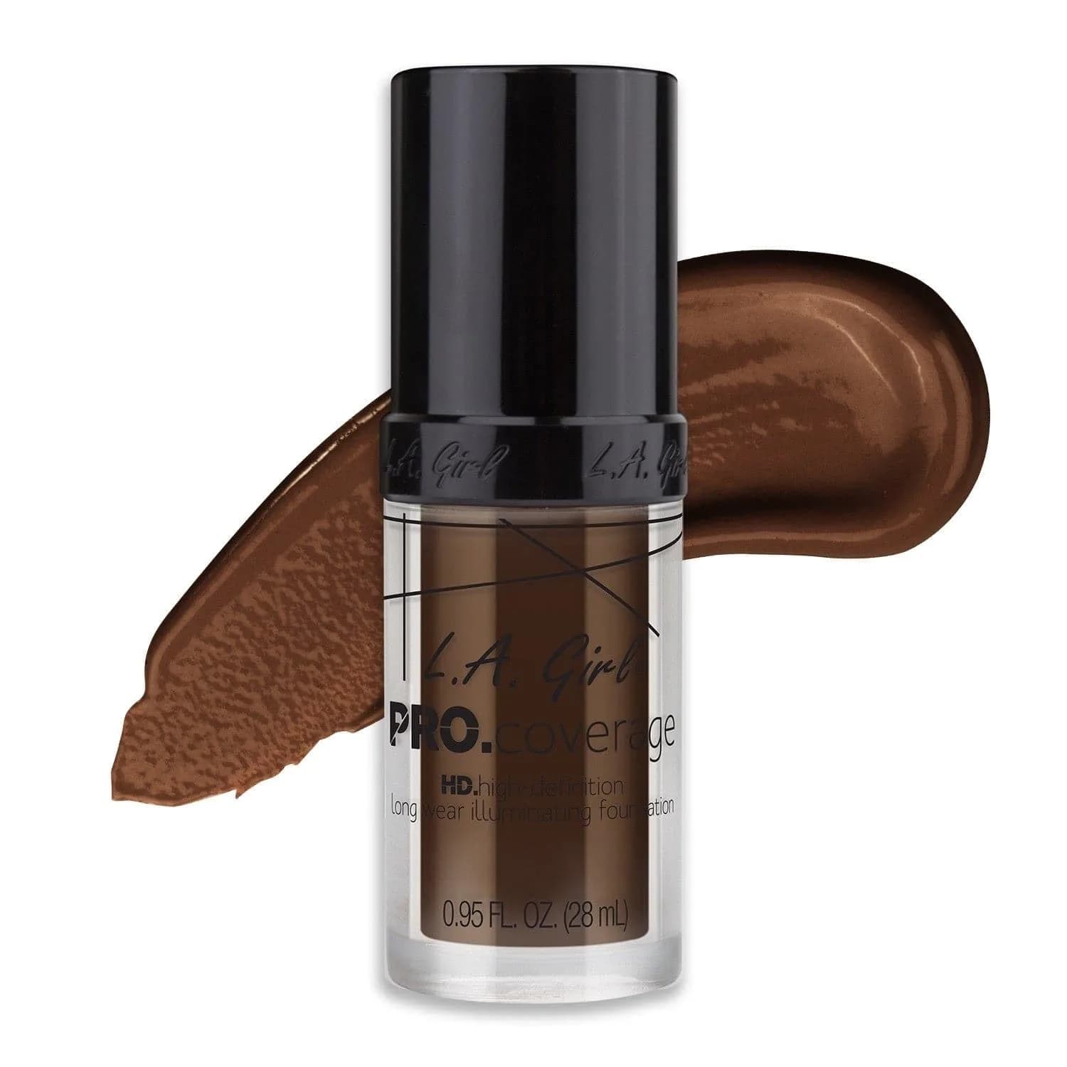 L.A. Girl Pro Coverage Liquid Foundation Tan 28.08ml (0.95 Fl Oz) | Dewy, Radiant Finish — Dark Chocolate