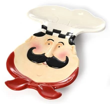 Bonita Home Fat Chef Kitchen Plate | Solid Ceramic Dinnerware in Red, Black & White (25cm | 10 inch) thumbnail 1