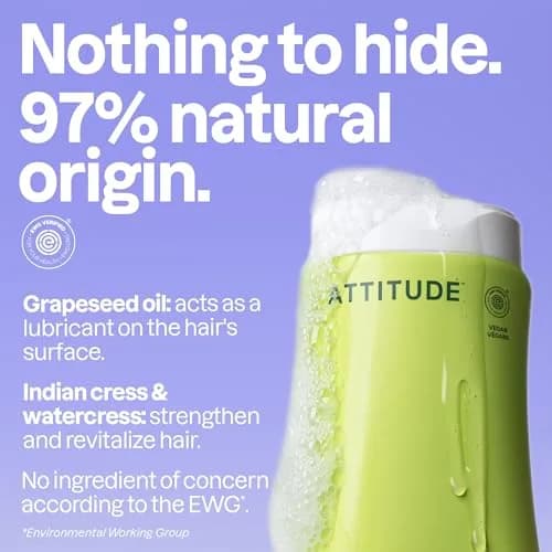 ATTITUDE Nourishing Hair Shampoo for Dry and Damaged Hair, 473ml (16 Fl Oz) | EWG Verified, Vegan Formula thumbnail 3