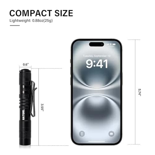 HATORI LED Mini Flashlight 3.55Inch | Bright Pocket Handheld Torch for Camping & Emergency thumbnail 7