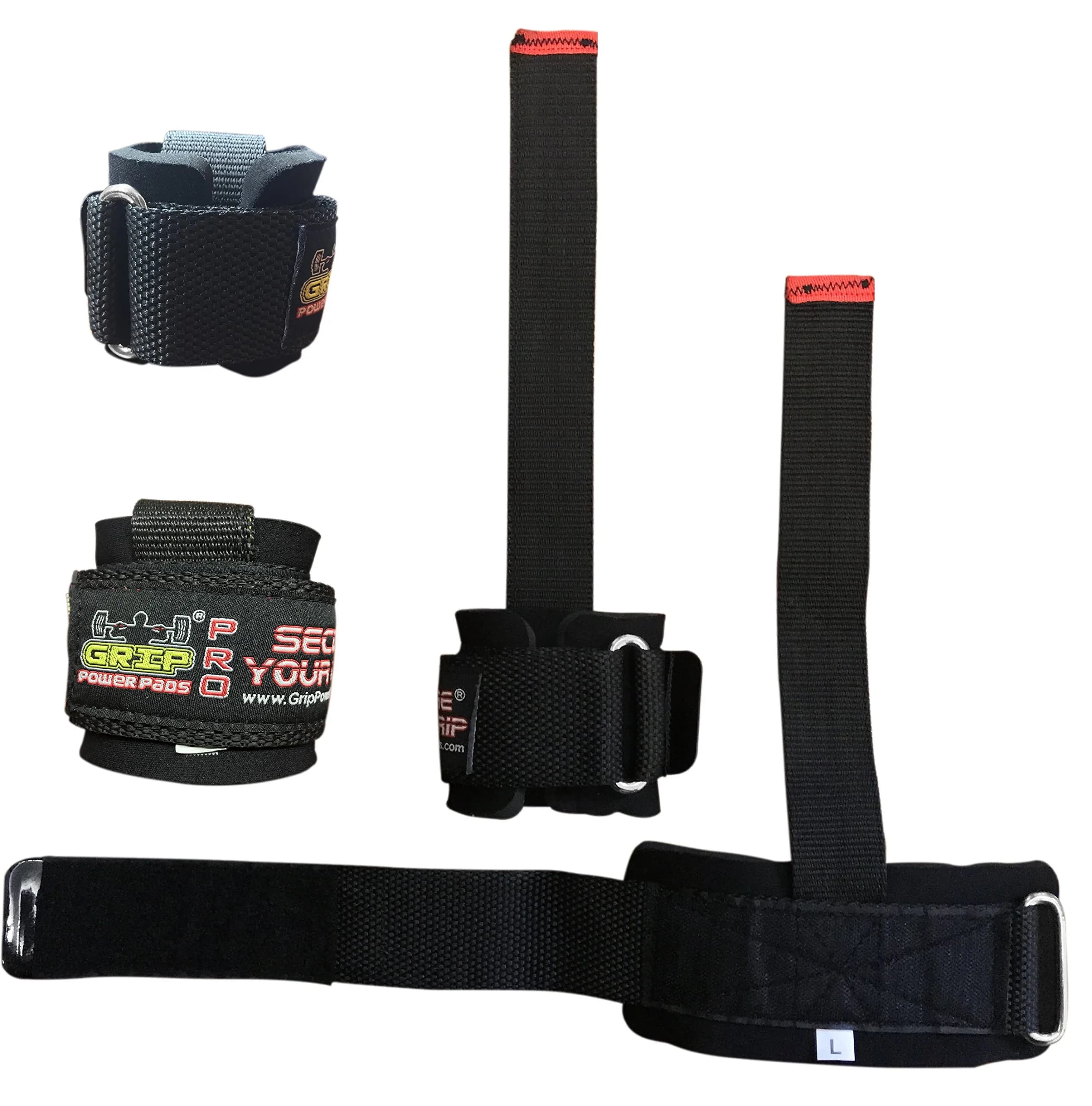 Grip Power Pads Heavy Duty Lifting Straps Neoprene Pair | Wrist Support with Rubber Grip (Rubber Side Face The Bar)