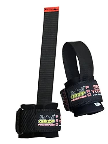 Grip Power Pads Heavy Duty Lifting Straps Neoprene Pair | Wrist Support with Rubber Grip (Rubber Side Face The Bar) thumbnail 2