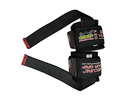 Grip Power Pads Heavy Duty Lifting Straps Neoprene Pair | Wrist Support with Rubber Grip (Rubber Side Face The Bar) thumbnail 3