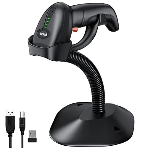 Symcode Bluetooth Wireless Barcode Scanner with Auto-Sensing Stand & 2D QR Reader | 280g (9.88 oz) thumbnail 1