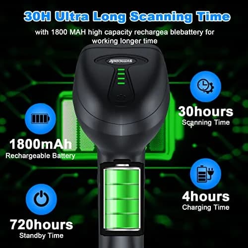 Symcode Bluetooth Wireless Barcode Scanner with Auto-Sensing Stand & 2D QR Reader | 280g (9.88 oz) thumbnail 8
