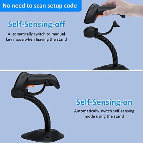 Symcode Bluetooth Wireless Barcode Scanner with Auto-Sensing Stand & 2D QR Reader | 280g (9.88 oz) thumbnail 2