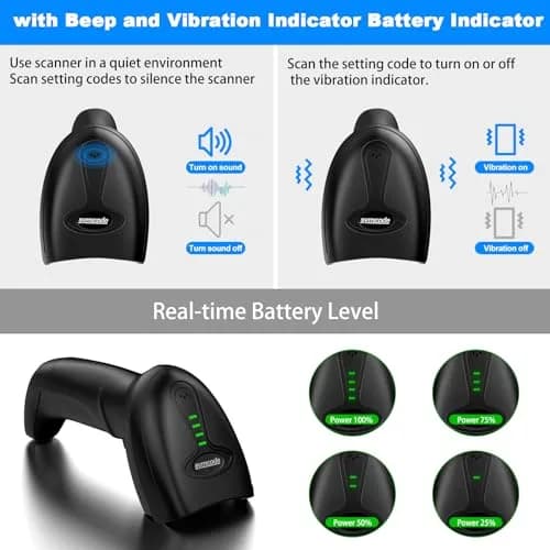 Symcode Bluetooth Wireless Barcode Scanner with Auto-Sensing Stand & 2D QR Reader | 280g (9.88 oz) thumbnail 4