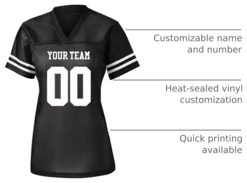Rocksolid Womens Custom Football Replica Team Jersey (X-Small, Black) | Personalized Women's Football Jersey thumbnail 4