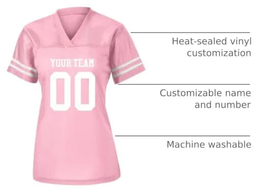 Rocksolid Womens Custom Football Replica Team Jersey Small Pink | Feminine Fit, Polyester, Customizable thumbnail 4