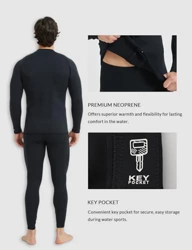 Lemorecn Men's 3mm Neoprene Wetsuit Jacket Long Sleeve with YKK Front Zipper | Thermal Layering for Water Sports thumbnail 4