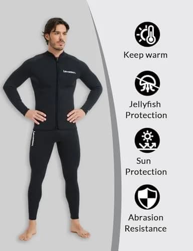 Lemorecn Men's 3mm Neoprene Wetsuit Jacket Long Sleeve with YKK Front Zipper | Thermal Layering for Water Sports thumbnail 5