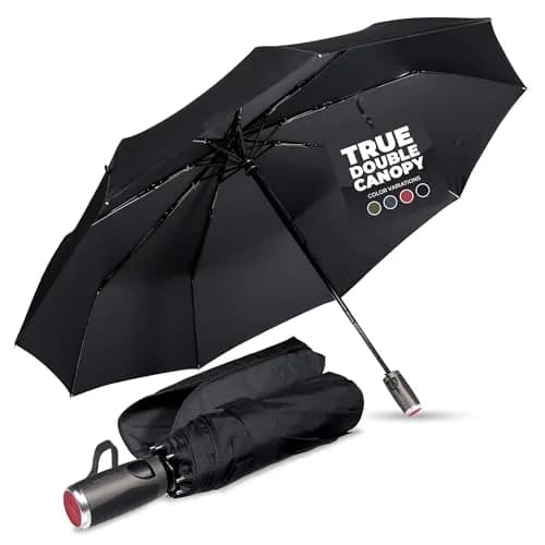 LifeTek Traveler 45 FX2 Windproof Travel Umbrella | Automatic Open Compact UV Protection (70-120 chars) thumbnail 1