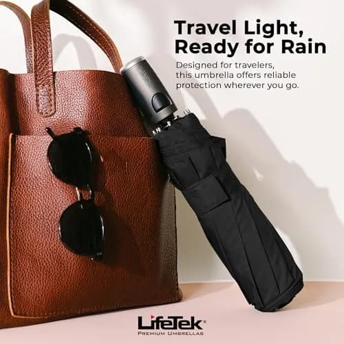 LifeTek Traveler 45 FX2 Windproof Travel Umbrella | Automatic Open Compact UV Protection (70-120 chars) thumbnail 7