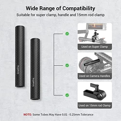 SMALLRIG 15mm Carbon Fiber Camera Rods 10cm (4") 2-Pack | Lightweight & Rigid Support for Camera Rigs thumbnail 5