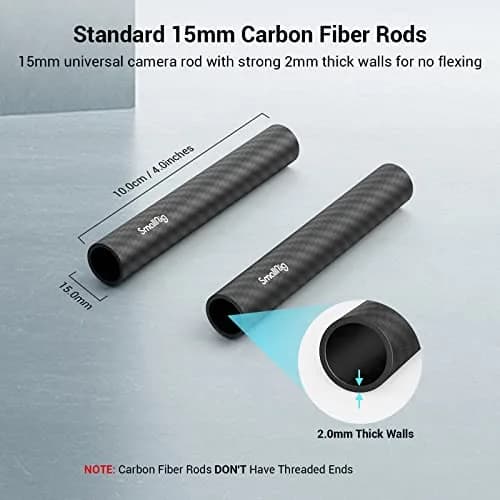 SMALLRIG 15mm Carbon Fiber Camera Rods 10cm (4") 2-Pack | Lightweight & Rigid Support for Camera Rigs thumbnail 2