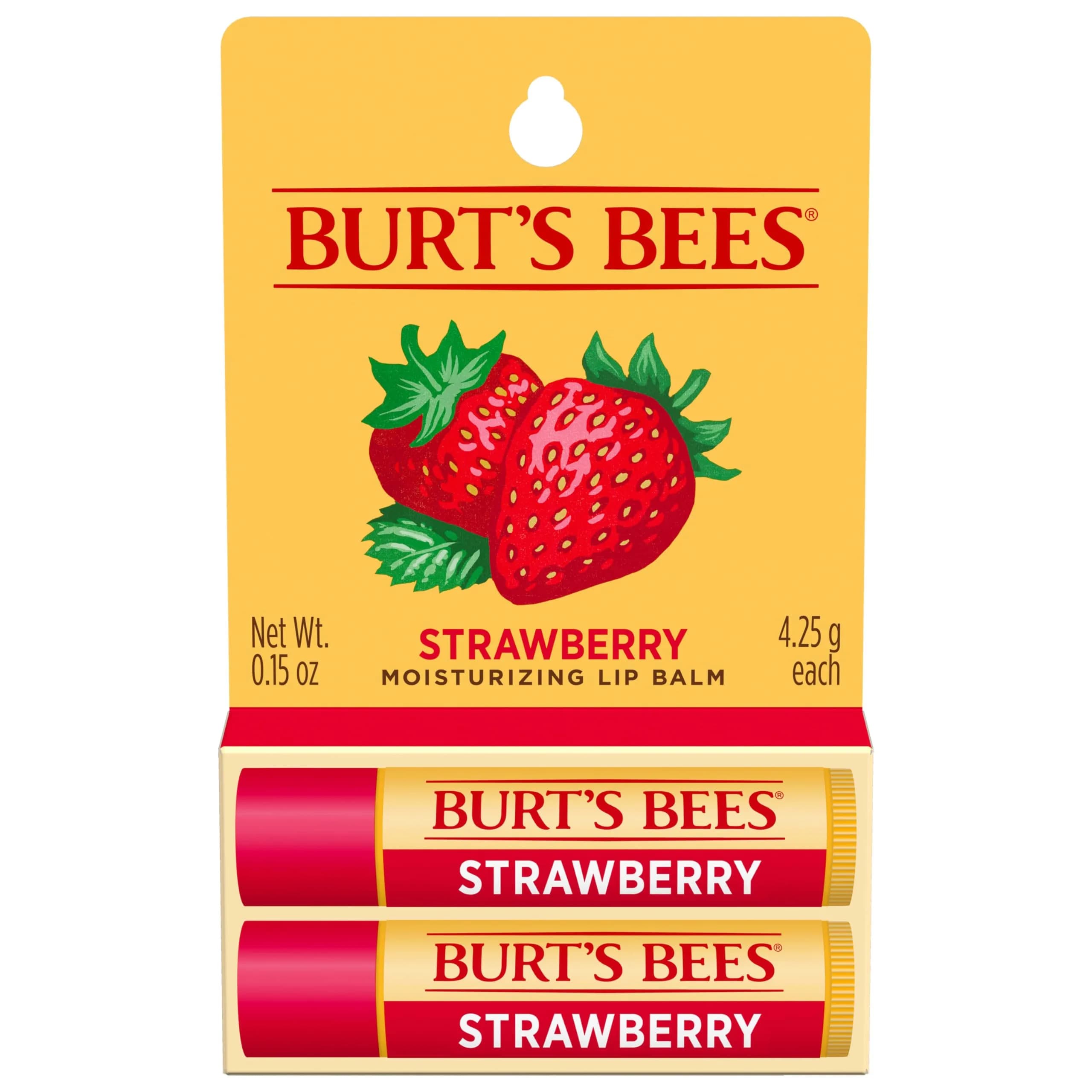 Burt's Bees Strawberry Tint-Free Lip Balm 2 Count | Natural Conditioning Lip Treatment - main product image